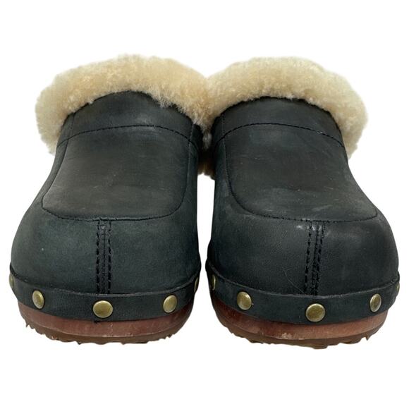 UGG Australia Black Kalie Leather and Sheepskin Lined Clog, Size 7, Women's - Picture 2 of 13